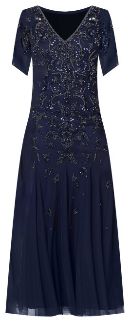 Women's Beaded Petal-Sleeve Mermaid Gown