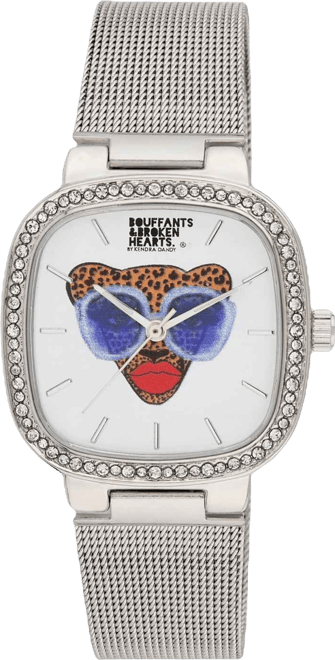 Women's Quartz Bouffants and Broken Hearts Silver-Tone Mesh Alloy Watch 32mm