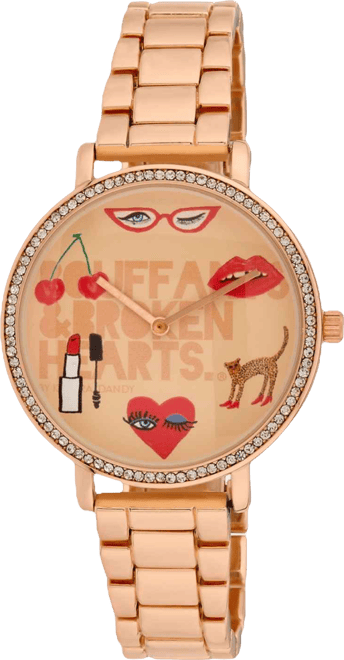 Women's Quartz Bouffants and Broken Hearts Rose Gold-Tone Alloy Watch 38mm