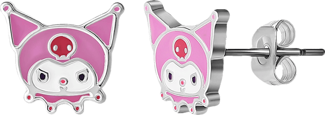 Sanrio Womens  and Friends Silver Plated and Enamel Stud Earrings