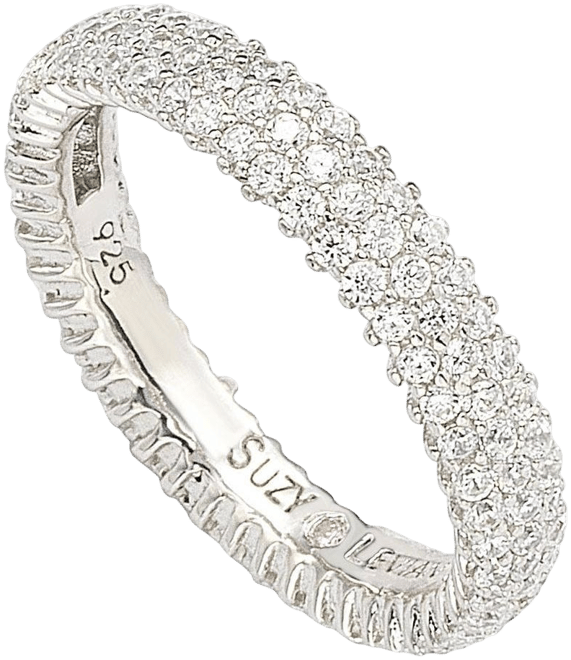 Suzy Levian Sterling Silver Micro-Pave White Cubic Zirconia Eternity Band Ring