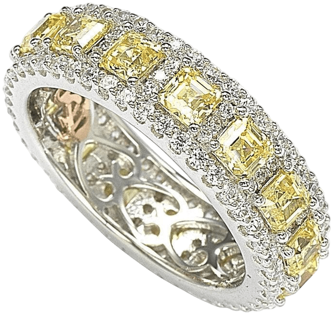 Suzy Levian Sterling Silver Cubic Zirconia Modern Eternity Band Ring