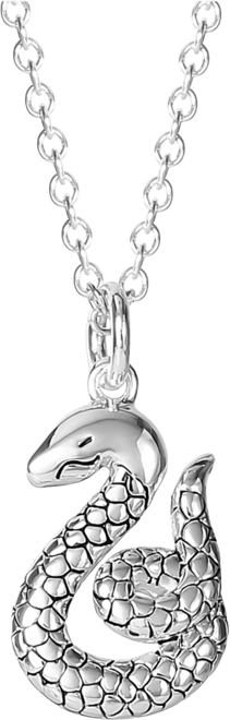 Womens Silver Flash Plated Nagini Snake Necklace, 18''
