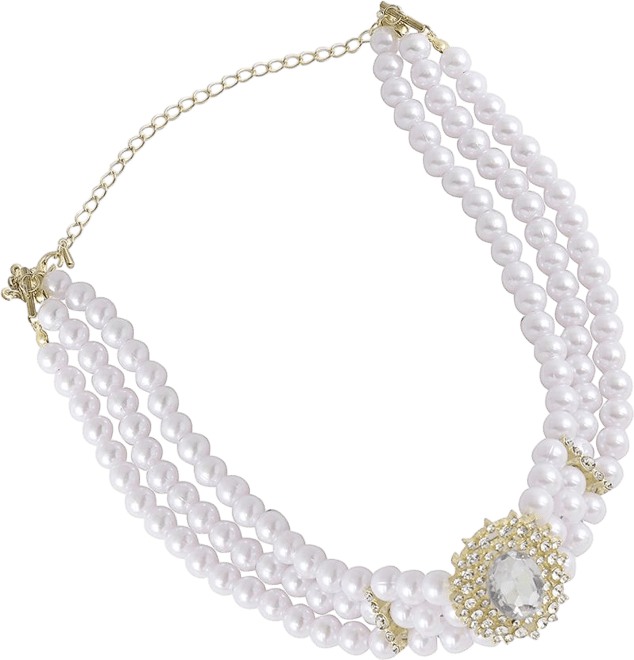 Women's White Pearl Cluster Necklace
