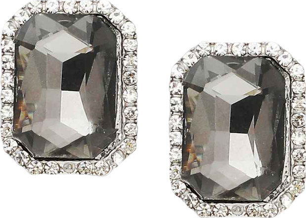 Women's Black Stone Stud Earrings