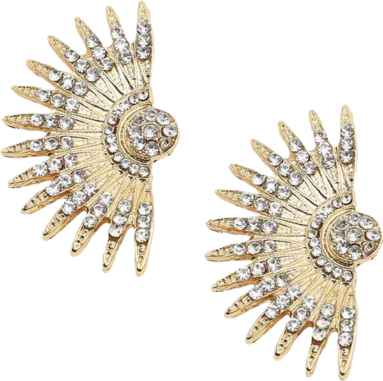 Women's Gold Embellished Rays Drop Earrings