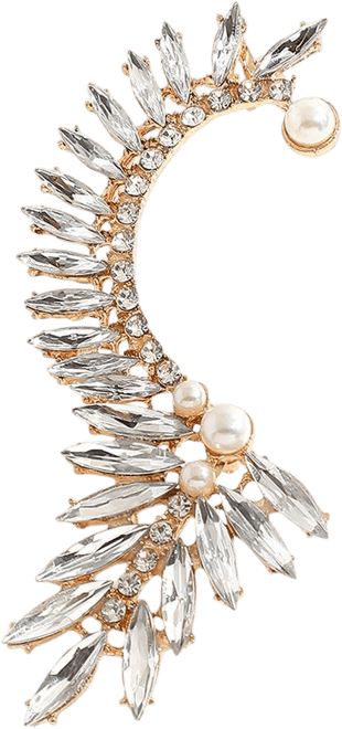 Women's Silver Embellished Cluster Earcuff Earrings