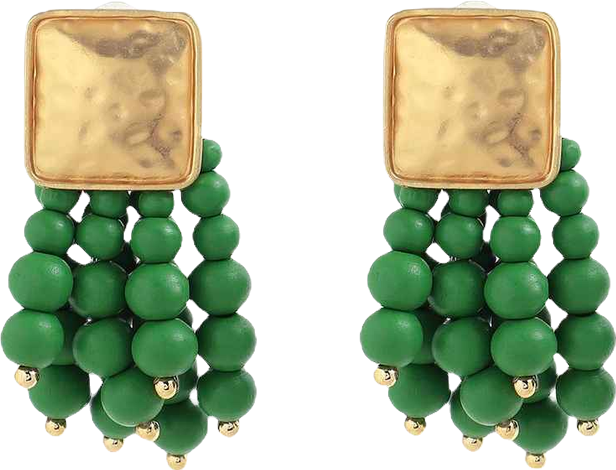 Women's Green Beaded Cluster Drop Earrings