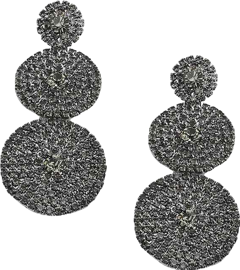 Women's Black Circular Cluster Drop Earrings