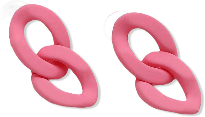 Women's Pink Chainlink Drop Earrings