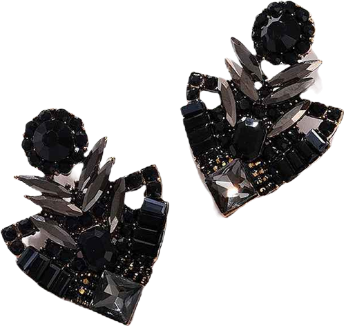 Women's Black Triangle Cluster Drop Earrings