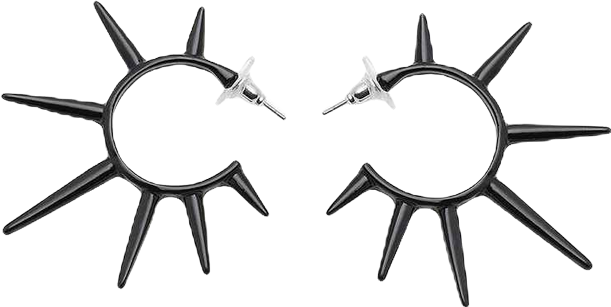 Women's Black Spike Hoop Earrings