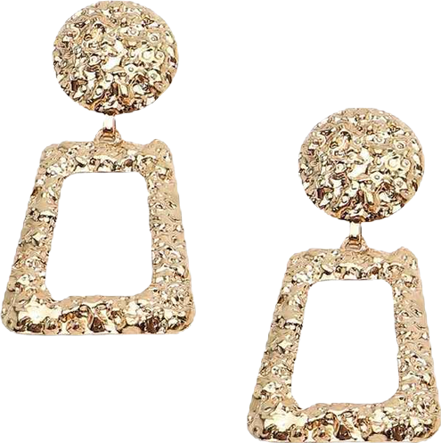 Women's Gold Textured Geometric Drop Earrings