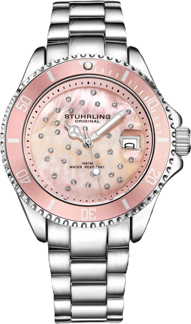 StarSea 3977 Women s Fashion Watch – Quartz Movement, 39mm Case, Mop Dial with Crystal Accents, 100M Water Resistance