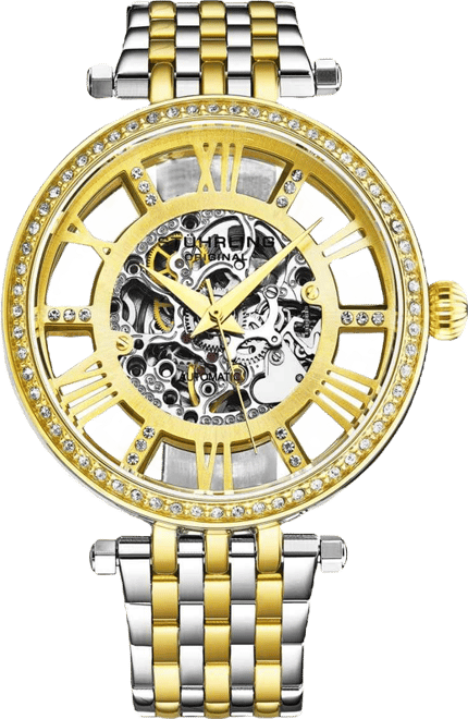3944 Delphi Women s Automatic Skeleton Watch 38mm, Silver-tone, Crystal Bezel, Roman Numerals, Stainless Steel Bracelet