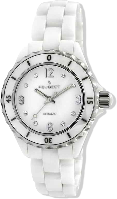 Women's 36mm White Genuine Ceramic Strap Watch with Sport Bezel