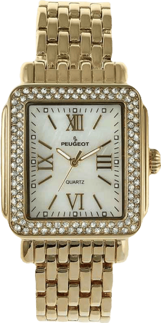 Women's Gold Tank Bracelet Watch with Panther Link Gold-Tone Bracelet Strap