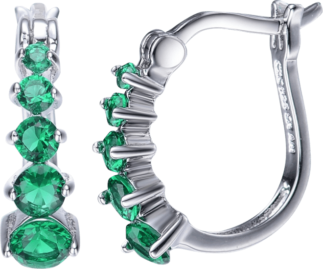 Gigi Girl Young Adults Sterling Silver with Cubic Zirconia Graduated Hoop Earrings