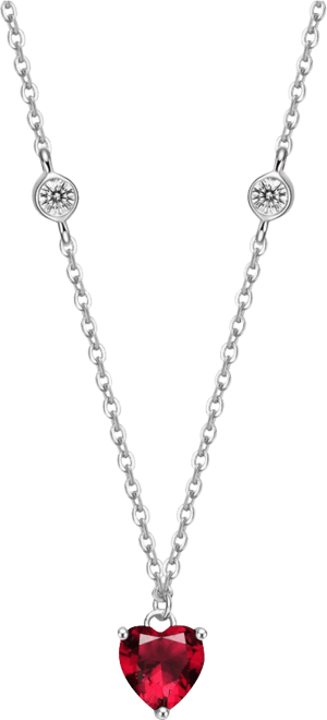 Gigi Girl Teens Sterling Silver White Gold Plated and Colored Cubic Zirconia Heart Necklace