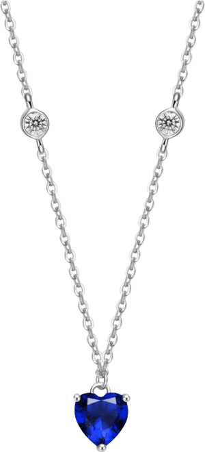 Gigi Girl Teens Sterling Silver White Gold Plated and Colored Cubic Zirconia Heart Necklace Macy s