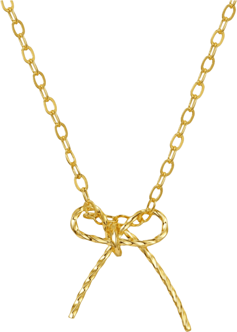 Gigi Girl Children's 14k Gold Plated Ribbon Bow-Tie Gifted Pendant Necklace