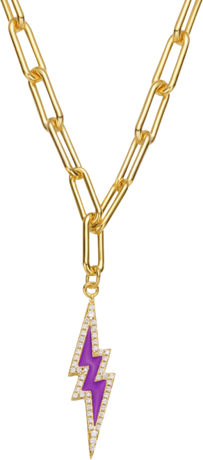 Gigi Girl Elegant Young Adults 14K Gold Plated with Colored Cubic Zirconia Charm Necklace
