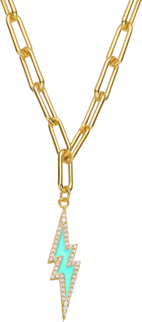 Gigi Girl Elegant Young Adults 14K Gold Plated with Colored Cubic Zirconia Charm Necklace