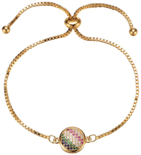 Gigi Girl Teens 14K Gold Plated Multi Color Cubic Zirconia Adjustable Bracelet