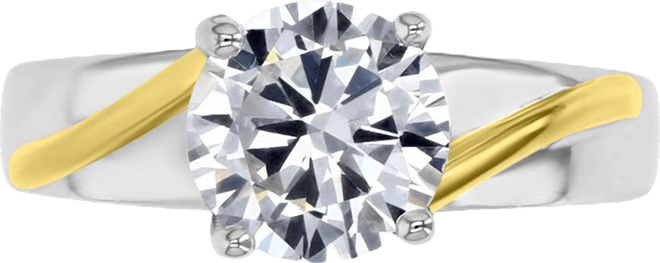 Cubic Zirconia Twist Style Engagement Ring in Sterling Silver & 14k Gold-Plate