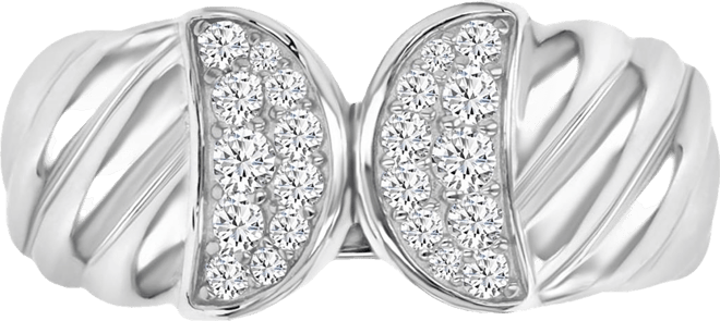 Cubic Zirconia Pave Openwork Twist Style Statement Ring