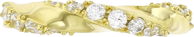 Cubic Zirconia Twist Style Ring in 14k Gold-Plated Sterling Silver