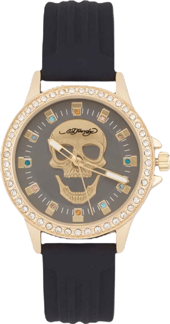 Women's Quartz Matte Black Silicone Strap Analog Watch 38mm