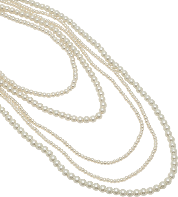 Women's White Pearl Strand Layered Necklace (7-8mm)
