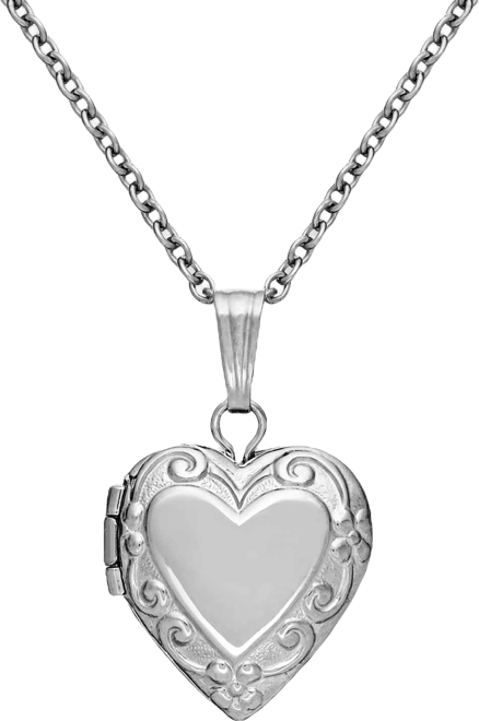 Children's Embossed Heart Locket in Sterling Silver
