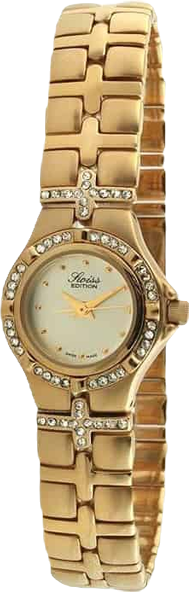 Women's Luxury 23K Gold Plated Crystal Bezel and Bracelet Dress Watch