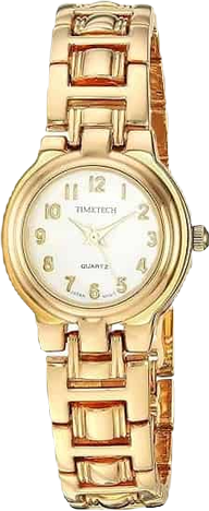 Women's Gold Plated Panther Link Bracelet Dress Watch with White Dial