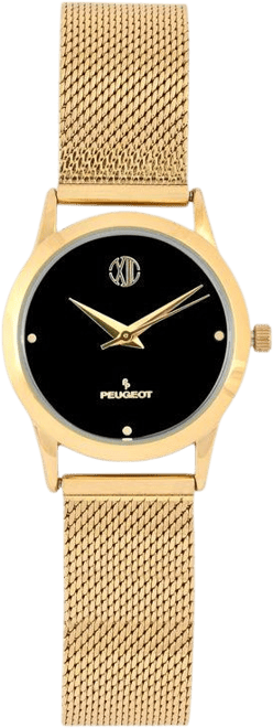 Women's 30mm Wafer Slim Gold Plated Case Watch with Mesh Band