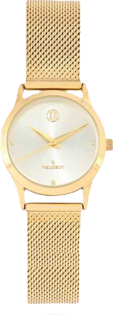 Women's 30mm Wafer Slim Gold Plated Case Watch Champagne Dial with Mesh Band