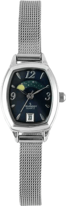 Women's Blue Dial Sun Moon Watch 30x20mm Calendar Mesh Bracelet