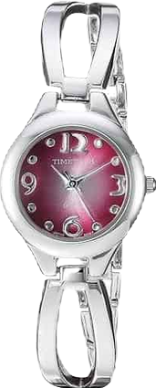 Women's Fashion Silver-Tone Bangle Bracelet Watch with Pink Dial