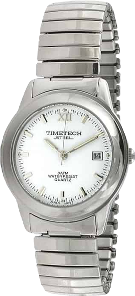 Women's Round Stainless Steel White Dial Expansion Watch