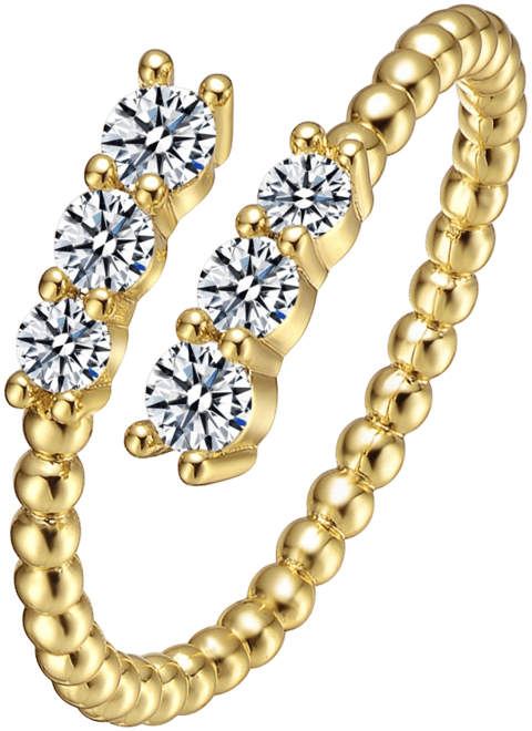 Sterling Silver Cubic Zirconia Coiled Bead Stacking Ring