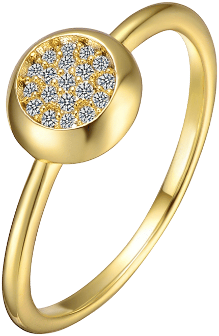 Sterling Silver 14k Gold Plated Cubic Zirconia Pave Bezel Ring