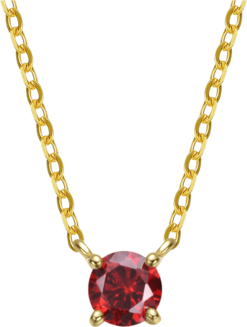 Sterling Silver Colored Cubic Zirconia Birthstone Solitaire Necklace