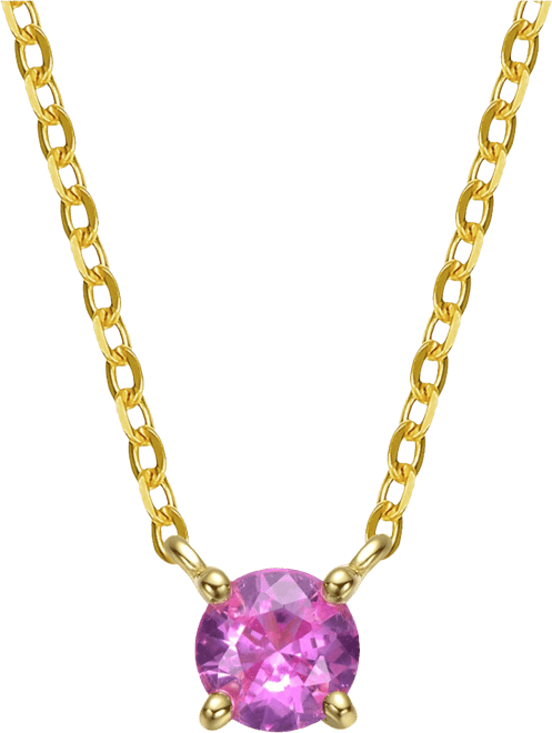 Sterling Silver Colored Cubic Zirconia Birthstone Solitaire Necklace