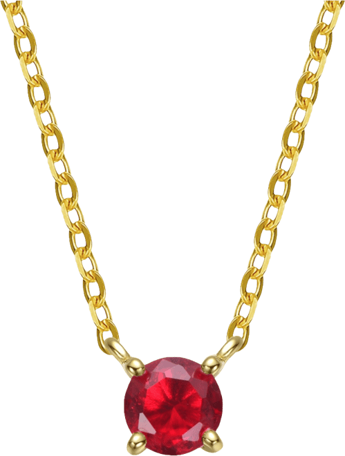 Sterling Silver Colored Cubic Zirconia Birthstone Solitaire Necklace