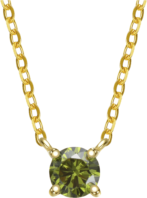 Sterling Silver Colored Cubic Zirconia Birthstone Solitaire Necklace