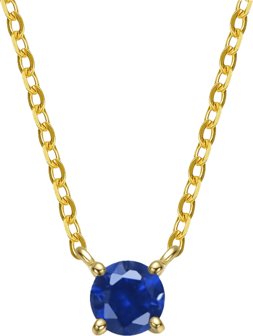 Sterling Silver Colored Cubic Zirconia Birthstone Solitaire Necklace