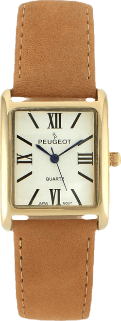 Women's Tank Watch Roman Dial Brown Leather Strap