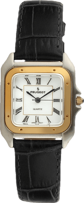 Women's Watch 36mm Square Tank Shape Black Leather Strap Watch